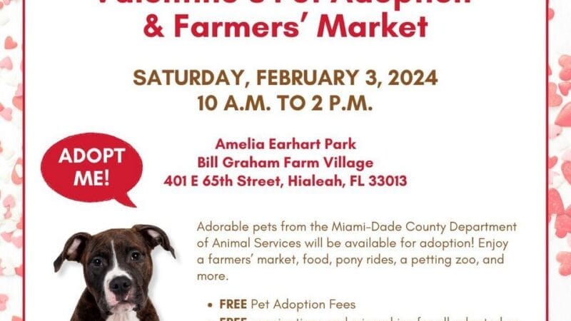 El Senador René García organizará un evento de Adopción de Mascotas y Mercado de Agricultores en Hialeah por el Día de San Valentín