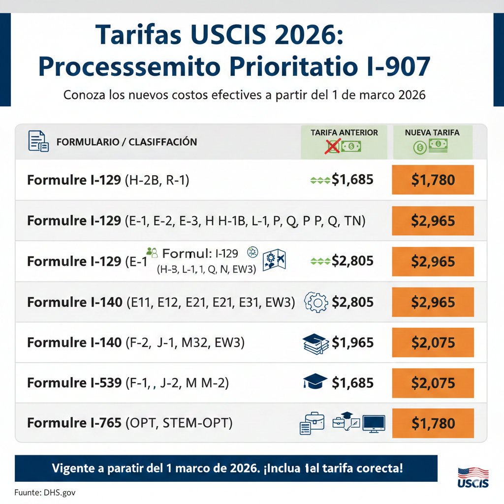 Nuevas tarifas de USCIS 2026